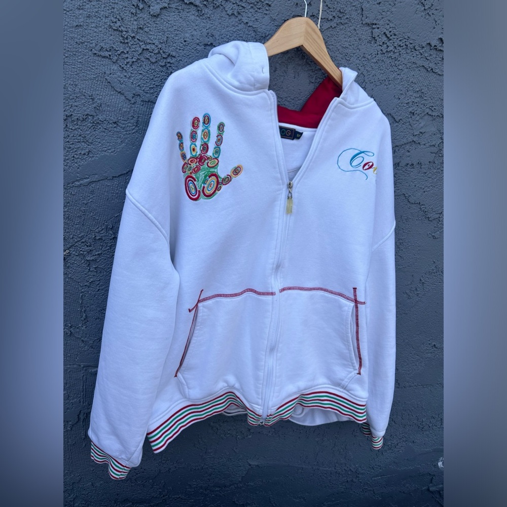 Vintage 90s rare coogi white red green hoodie